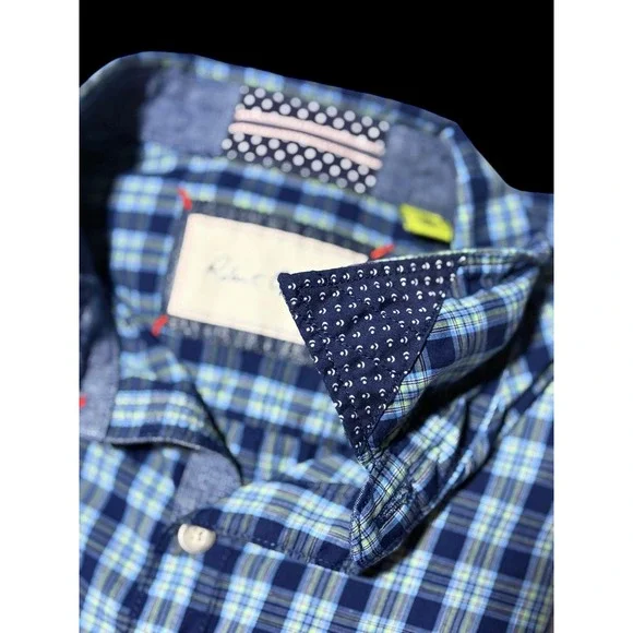 Robert Graham Shirt Mens Cotton Blue Tartan Plaid Tailored Fit Button Up Medium - Picture 10 of 14